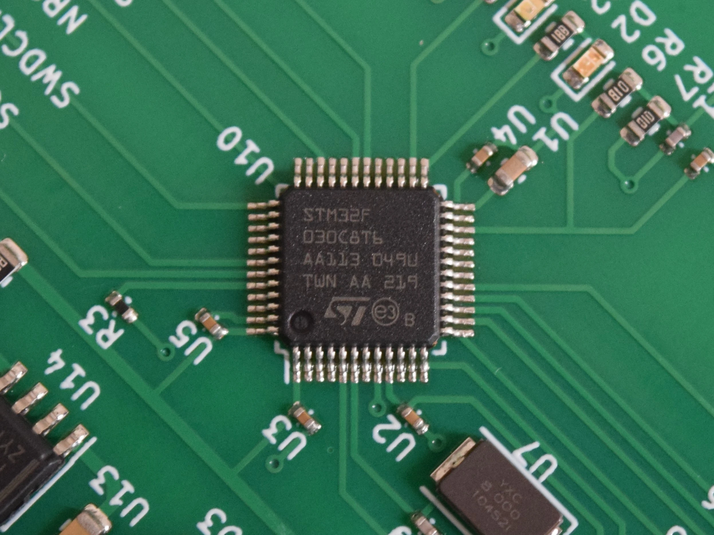 STM32F030C8T6 On Green PCB